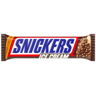 Мороженое эскимо Snickers молочное с карамелью и арахисом в глазури 5%, 65г