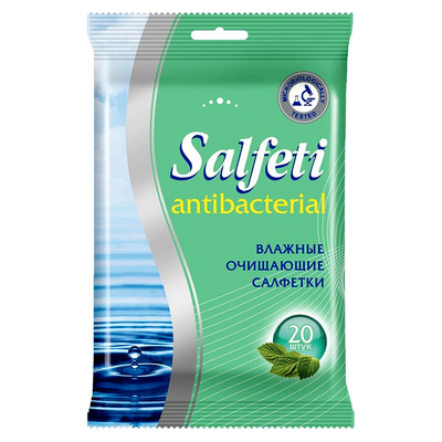 Салфетки влажные Salfeti антибактериальные, 20шт