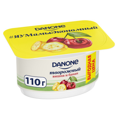 Продукт творожный Danone с вишней и бананом 3.6%, 110г