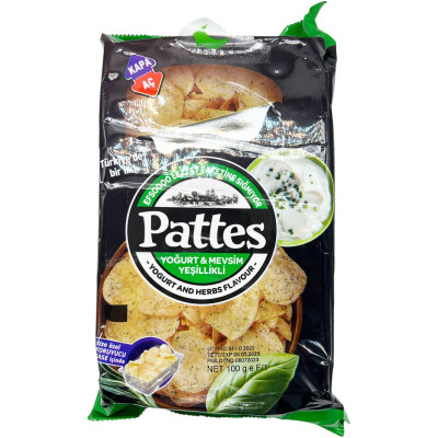 Чипсы Pattes картофельные со вкусом йогурта и трав, 100г