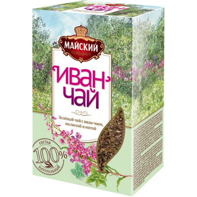 Чай Майский Иван-чай зелёный с мелиссой и мятой листовой, 75г