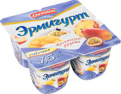 Продукт йогуртный Эрмигурт Тропические фрукты 7.5%, 100г
