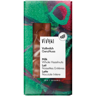 Шоколад молочный Vivani Органик с цельным фундуком, 100г