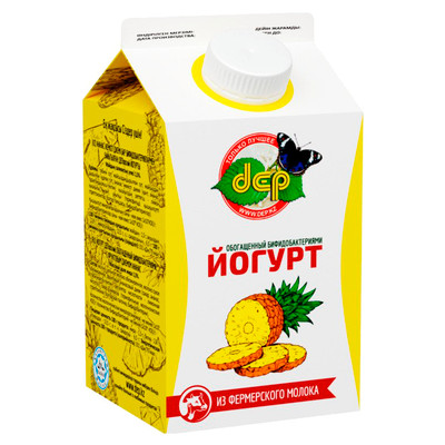 Йогурт DEP Деповский с фруктовым джемом ананас 1.5%, 500мл