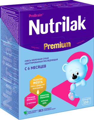 Смесь Nutrilak Premium + 2 с 6 месяцев, 350г