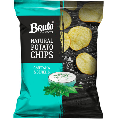 Чипсы Bruto картофельные Сметана и зелень, 130г