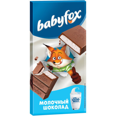 Шоколад Babyfox Молочный с молочной начинкой, 90г