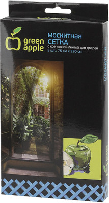 Сетка Green Apple москитная с крепежной лентой для дверей, 2шт
