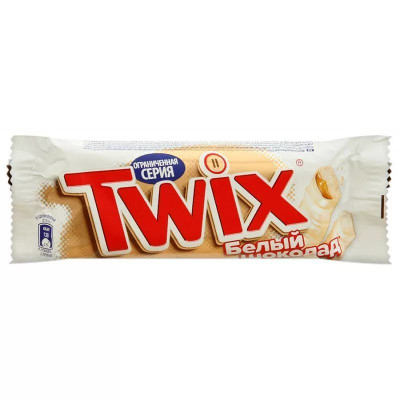 Батончик шоколадный Twix White Белый шоколад с печеньем и карамелью, 50г