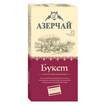 Чай Азерчай Букет чёрный байховый premium collection в пакетиках, 25х1.8г