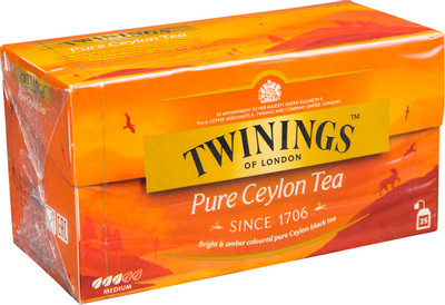 Чай Twinings чёрный байховый цейлонский в пакетиках, 25х2г