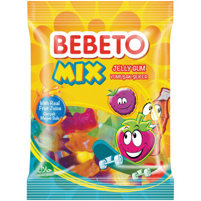 Мармелад Bebeto Oily Mix жевательный со вкусом лимон-клубника-апельсин-яблоко- кола, 70г
