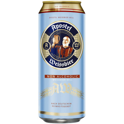 Пиво безалкогольное Apostel Weissbier светлое нефильтрованное, 500мл