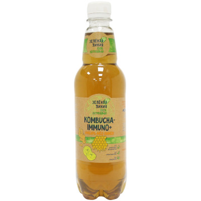 Напиток на чайном грибе Kombucha immuno+ имбирь-мёд-лимон Зелёная Линия, 555мл