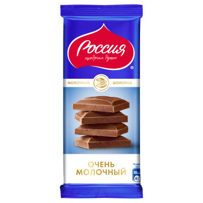 Шоколад молочный Россия-Щедрая Душа, 82г