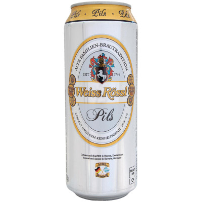 Пиво Weiss Rossl Пилс светлое фильтрованное 4.9%, 500мл