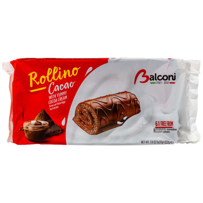 Рулеты Balconi бисквитные с какао начинкой покрытые какао глазурью, 222г
