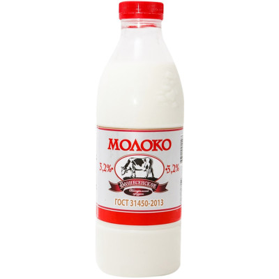 Молоко Вознесенское 3.2%, 900мл