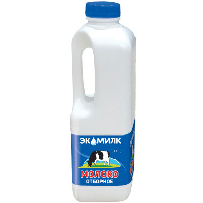 Молоко Экомилк цельное отборное пастеризованное 3.4-4.5%, 900мл