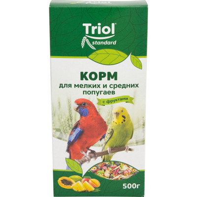 Корм Triol для мелких и средних попугаев с фруктами, 500г