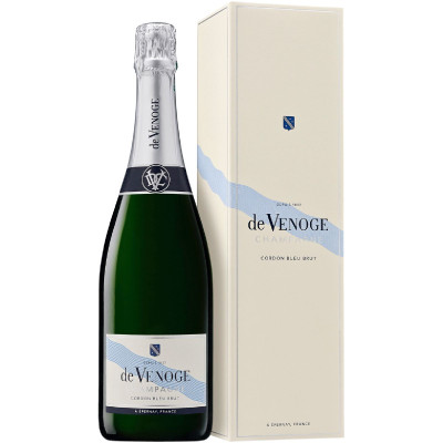 Вино игристое de Venoge Cordon Bleu Brut Champagne AOC белое сухое 12%, 750мл