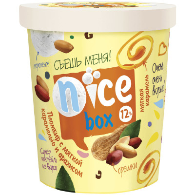 Мороженое пломбир Nice Box карамель-арахис 12%, 450г