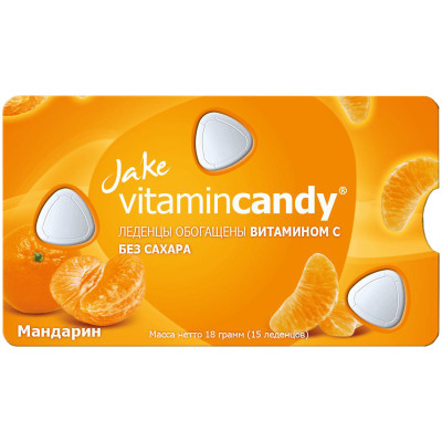 Леденцы Jake мандарин с витамином С без сахара, 18г