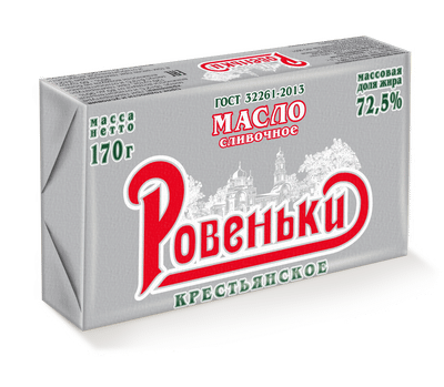 Масло сливочное Ровеньки Крестьянское 72.5%, 170г