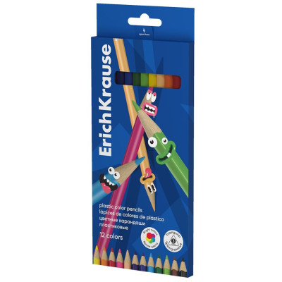 Карандаши Erichkrause Цветные пластиковые трехгранные 3 мм, 12шт
