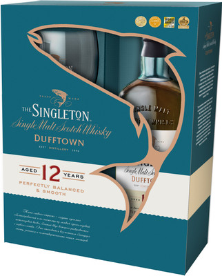 Виски The Singleton Даффтаун 12-летний 40% в подарочной упаковке, 700мл + 2 стакана
