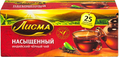 Чай Лисма Насыщеный чёрный в пакетиках, 25х1.8г
