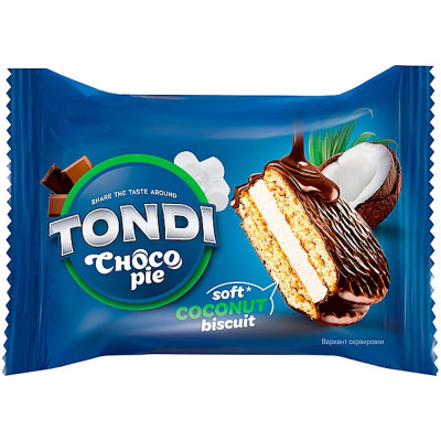 Пирожное Tondi Choco Pie глазированное кокосовое, 6х30г