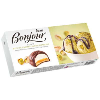 Десерт Konti Bonjour со вкусом мороженого и фисташкой, 232г