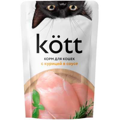 Корм Котт для кошек с курицей в соусе, 75г