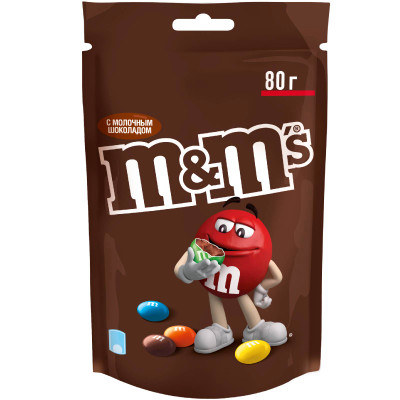 Драже M&M's с молочным шоколадом в хрустящей разноцветной глазури, 80г