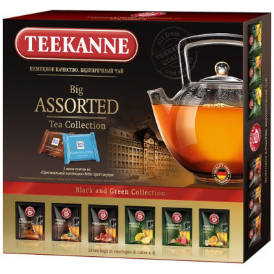 Подарочный набор чай Teekanne, 24x1.75г + шоколад Ritter Sport, 3x16.7г