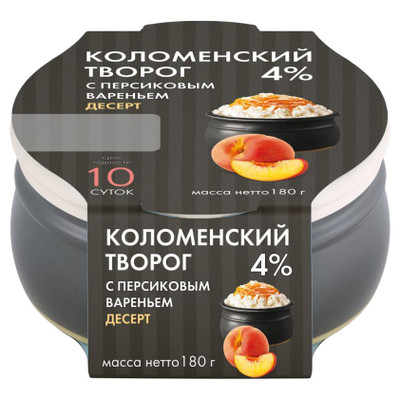 Творог Коломенский с фруктами персик 4%, 180г