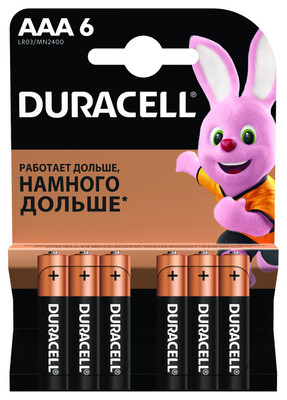 Батарейки Duracell AAA LR03 1.5V, 6шт