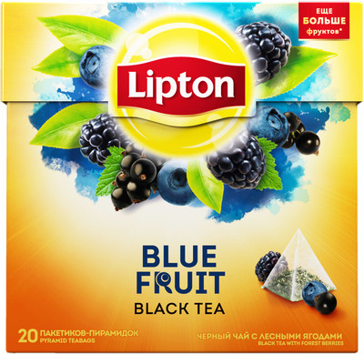 Чай Lipton Blue Fruit чёрный в пирамидках, 20х1.8г