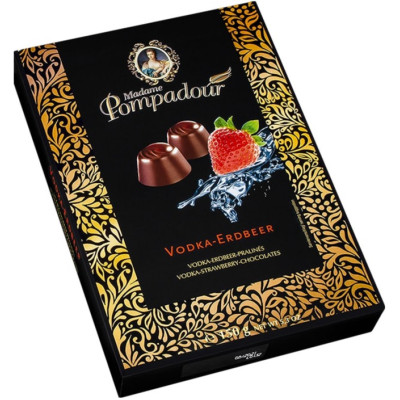 Конфеты Madame Pompadour в темном шоколаде с начинкой со вкусом клубники и с водкой, 150г