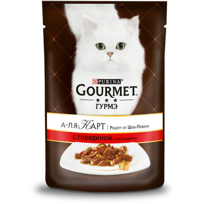 Корм Gourmet A la Carte с говядиной а-ля Жардинье для кошек, 85г