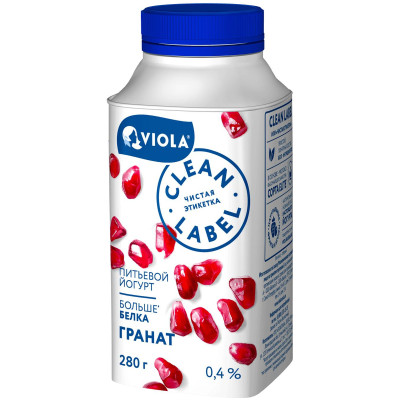 Йогурт питьевой Viola Clean Label Гранат 0.4%, 280мл
