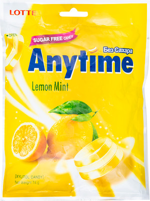 Карамель Anytime Lotte Xylitol леденцовая лимон-мята, 74г
