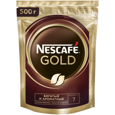 Кофе Nescafé Gold натуральный растворимый с добавлением молотого, 500г