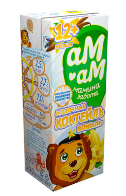 Коктейль молочный аМ-аМ Мамина забота ваниль с 12 месяцев 2.5%, 205мл