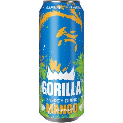 Напиток Gorilla Mango Coconut безалкогольный тонизирующий газированный, 450мл