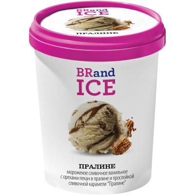 Мороженое Brand Ice Пралине сливочное ваниль-орех пекан-пралине 12%, 600г