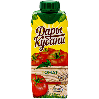 Сок Дары Кубани томатный восстановленный с мякотью-солью-сахаром, 250мл