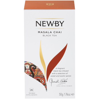 Чай Newby Масала чёрный байховый с пряностями, 25х2г
