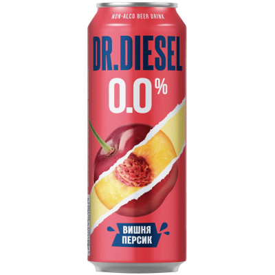 Напиток пивной Dr.Diesel Вишня и Персик безалкогольный пастеризованный, 430мл